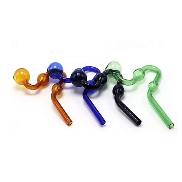 Serpentine Tragbare Wasserpfeifen aus Glas Bunte dicke Pyrex-Ölbrennerpfeife Downstem Rig Runder kleiner Topf Neuer Glas-Bubbler-Tabakkopf für Rauchrohre