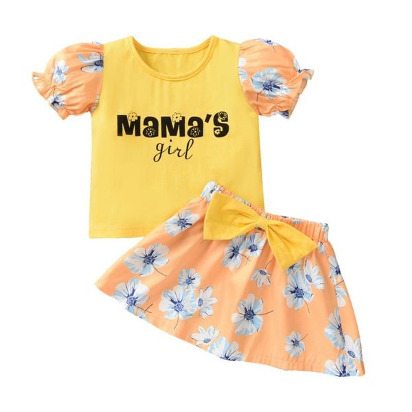 

clothing sets 2pcs summer baby girls set bubble letter print short-sleeved shorts+floral shorts outfit 0-24m, White