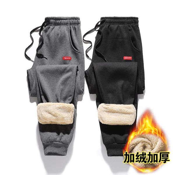 

men's pants winter thick fleece warm mens joggers casual fitness men outdoor tracksuit bottoms sweatpants stretch trousers man, Black