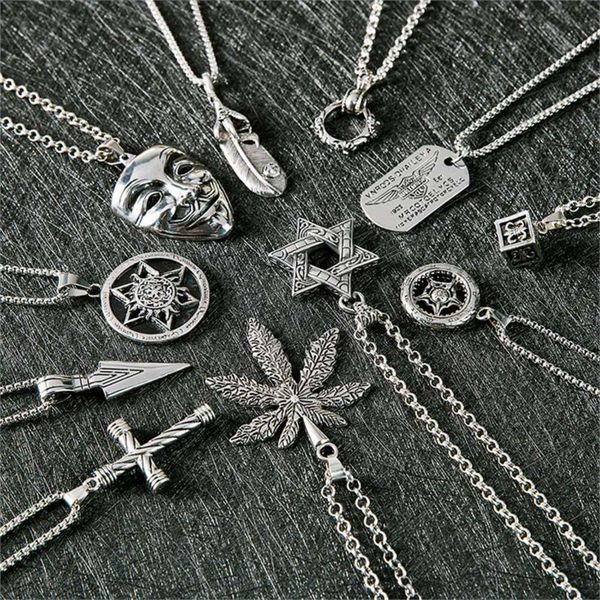 

men's street neck cross necklace fashion men wear pendant lovers jewelry versatile, Silver