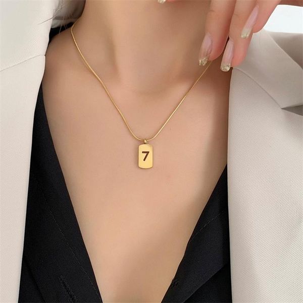 

chokers creative digital pendant metal sheet girl short clavicle chain simple necklace for women fashion jewelry accessories, Golden;silver