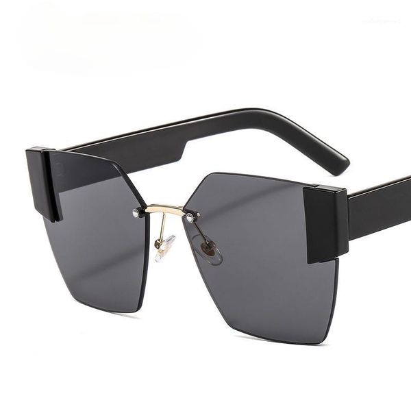 

men's color pattern embellished rimless sunglasses women's all-match face repair high-end designer brand, White;black