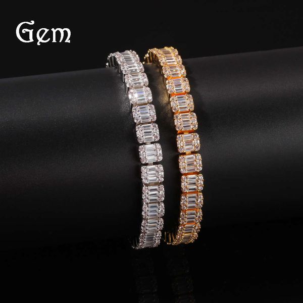 

ins trapezoidal zircon hip hop bracelet men's fashion hiphop jewelry, Silver