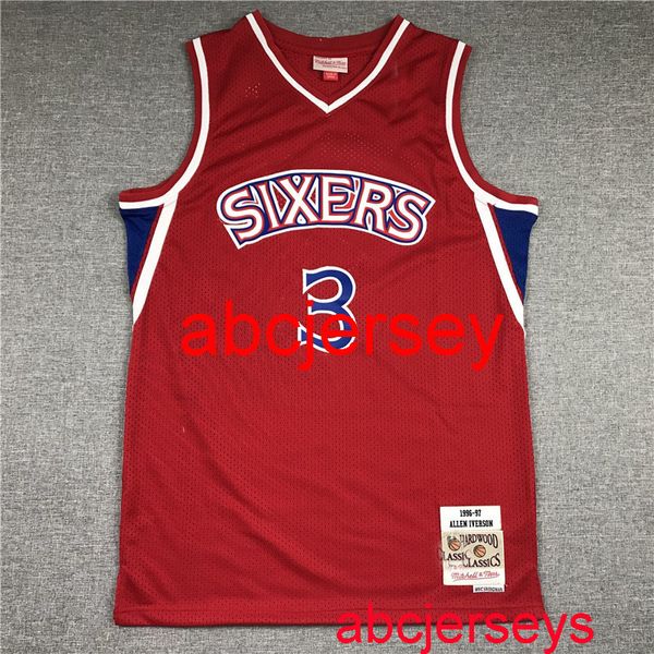 

men's 3# iverson 2020 retro red basketball jersey s- vest, Black