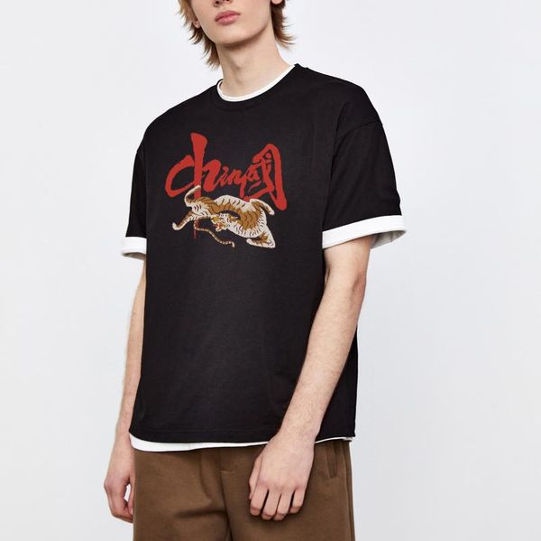 

men's t-shirts fashion street china letter style women men loose student clothes women's early ladies summer short-sleeved, White;black