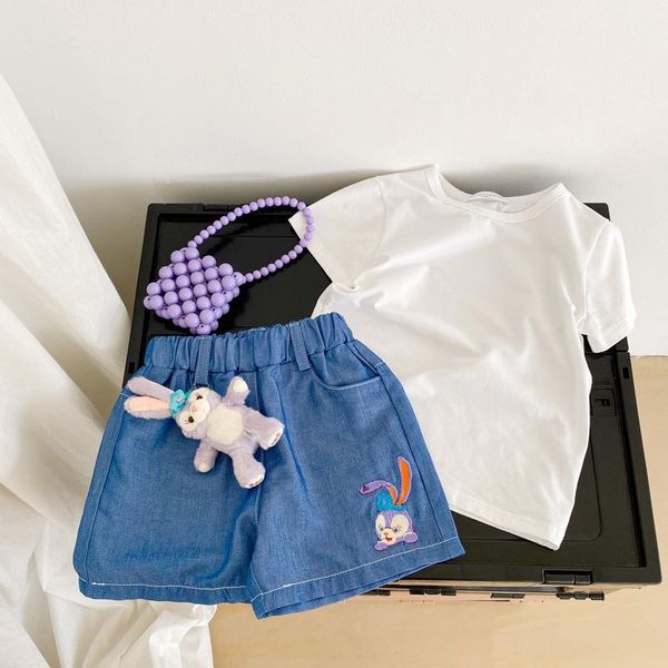 

shorts children's short jeans ins summer 2021 baby boys and girls embroidery kids for 2-8y, Black