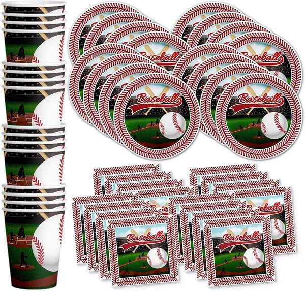 

new baseball themed paper cup, tray, towel sports party set