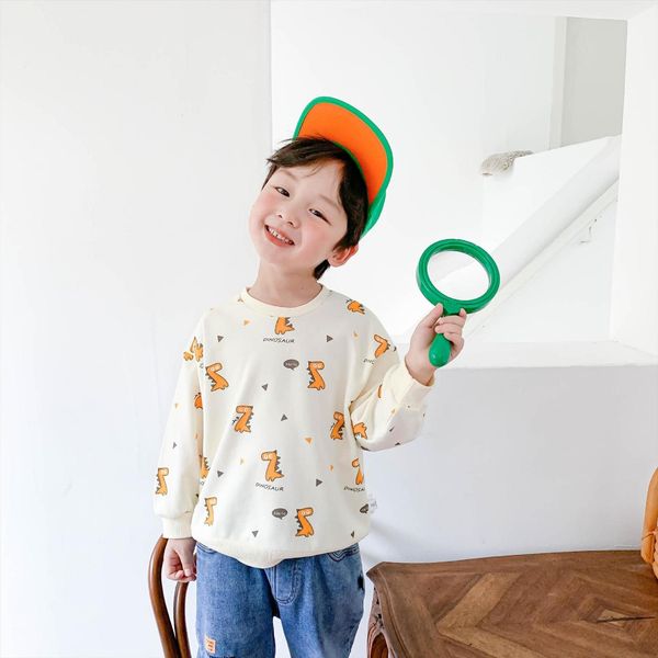

autumn baby boys cartoon dinosaur sweatshirts kids casual cute long sleeve clothes, Black