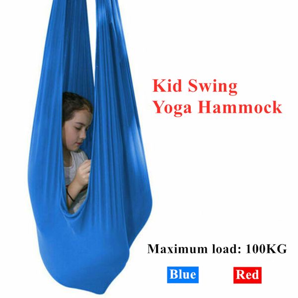 Indoor Kid Hammock Sensory Swing Yoga Steady Assento Sendurado Cadeira Casa Cuddle Therapy Balanço para autismo Adhd Aspergers Azul Vermelho Q0219