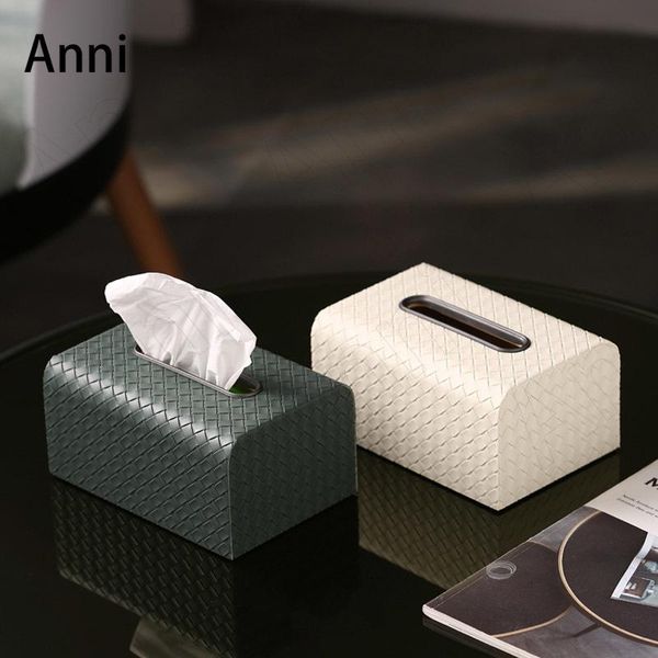 

tissue boxes & napkins creative leather woven japanese simplicity coffee table deskpaper towel storage box home living room decoration