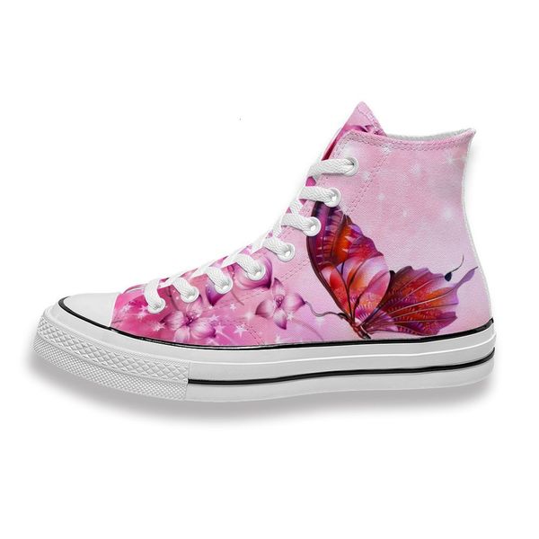 

custom printed red butterfly and morning glory sneakers high mens womens running sho skateboard diy trainers canvas casual shoe