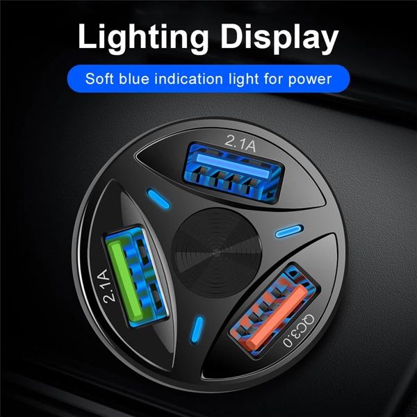 

qc 3.0 3 port car charger usb universal phone charger fast charging in car for iphone 11 pro samsung a10 quick charger 3.0