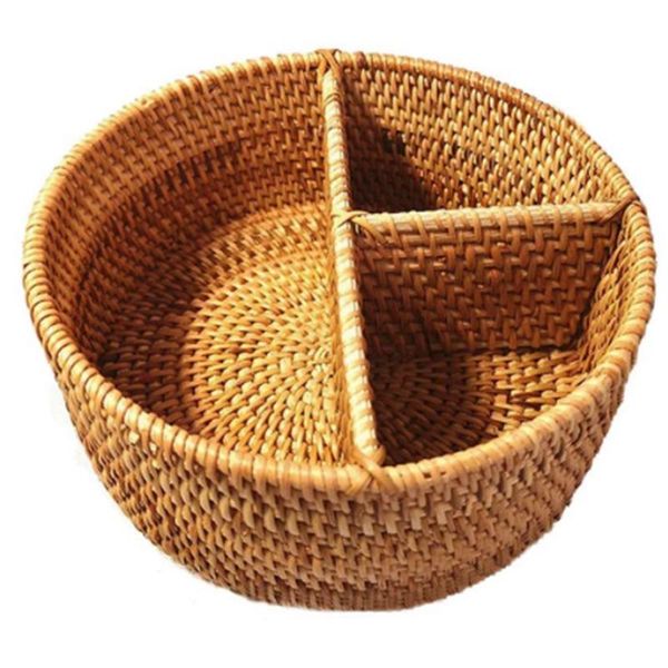 

storage baskets deskbasket hand-woven rattan 3 compartment box equipment and round