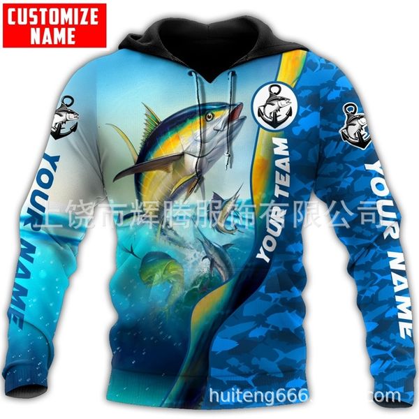 

new saltwater fish 3d print pullover hooded sweater for men and women, Black