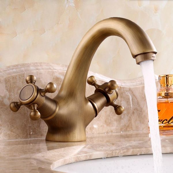 

bathroom sink faucets brass bronze double handle control antique faucet kitchen basin mixer tap robinet