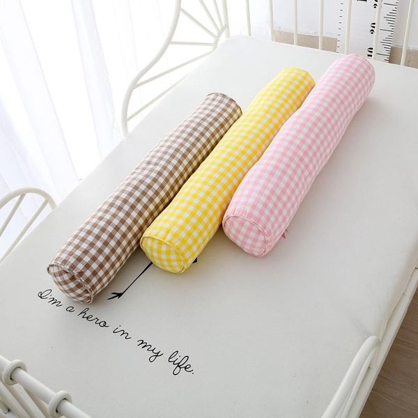 

cushion/decorative pillow baby crib bumper plaid cotton long bed shower gifts soft round 2022 nordic cushion 65cm