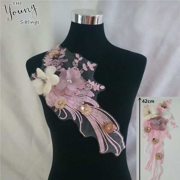 

lace collar embroidery diy sequins lace neckline three-nsional flower decoration ladies dress decal acc qylqkp, Black