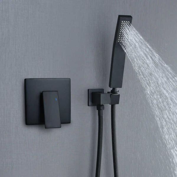 

bathroom shower sets black squared brass head wall cold and mixing taps tub system hidden