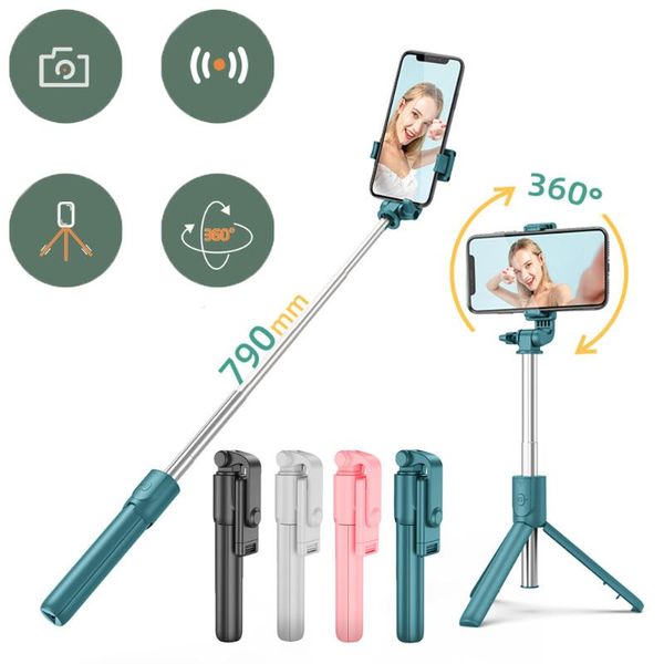 

selfie monopods pink green wireless bluetooth foldable stick tripod remote control for smartphone