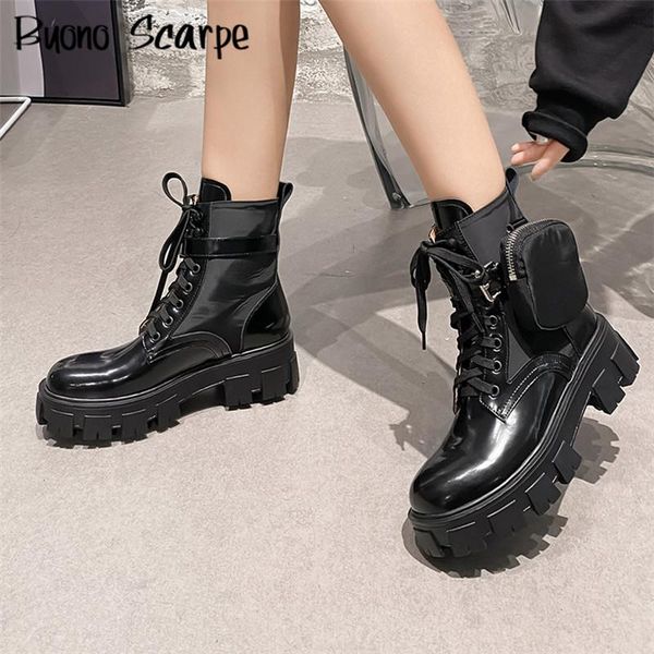 

boots modern platform casual package motorcycle women genuine leather lace zippper ankle handmade female shoes 5cm, Black