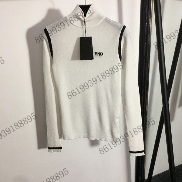

white 22ss luxury high collar botton shirts sweaters womens leather & faux leather women's coat designer sweater knitted female sweater, Black