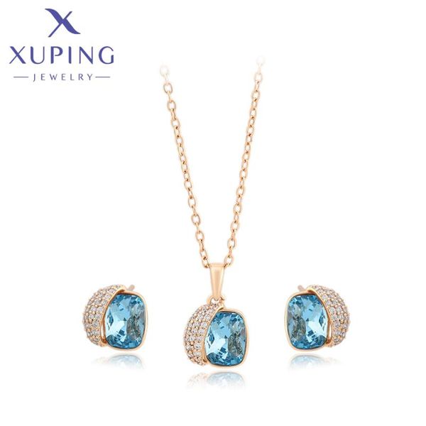 

earrings & necklace xuping jewelry design crystals set gold color mixed women girl christmas gift a00734227, Silver