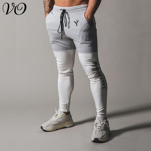 

2021 spring new cotton men's trousers stitching printing streetwear casual pants jogger brand men's clothing sports pants, Black
