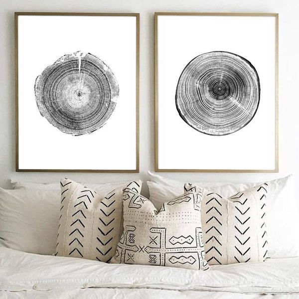 

paintings wood tree ring canvas art painting wall pictures black and white rustic prints woodwork posters nordic home decor