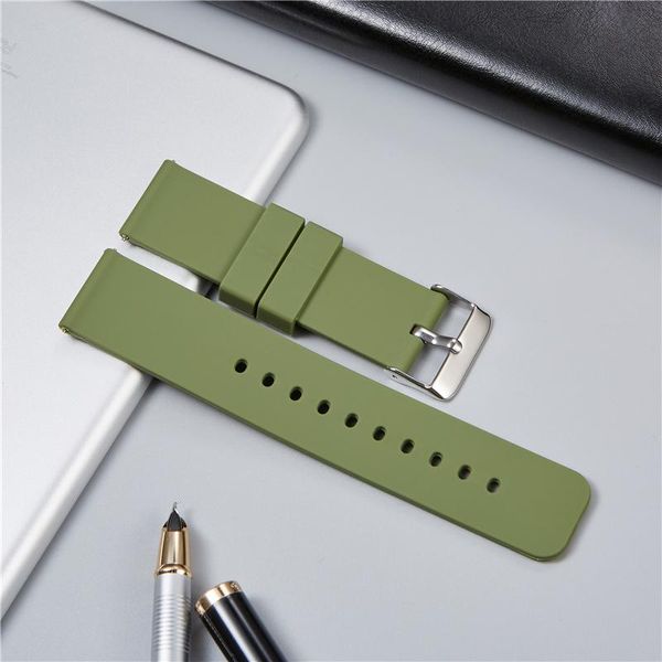 

watch bands 8 colors soft silicone quick release watchbands waterproof sport smart band 18 20 22mm rubber strap accessories, Black;brown