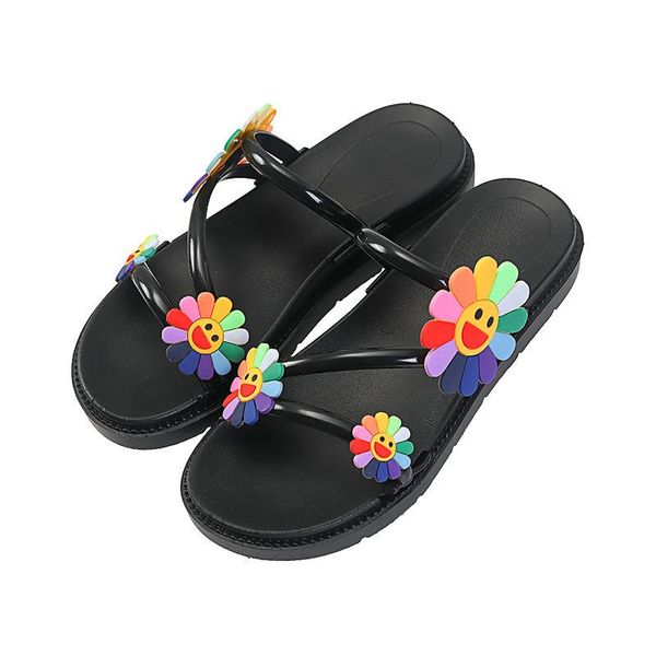 

2021 women summer slippers fashion outdoor flat slippers eller leisure, Black