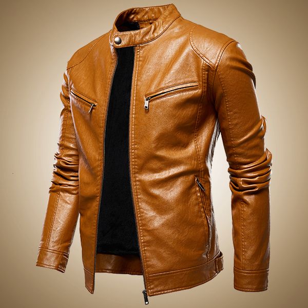 

2021 autumn jacket men new slim retro winter jackets male pu leather stand collar sportswear suits mens bomber coat chaqueta hombre yqio, Black