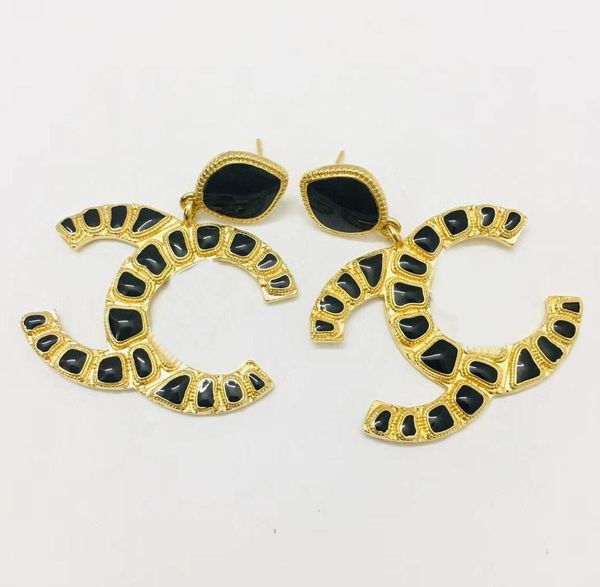 

drop earring with black enamel for women party wedding engagment jewelry gift with box ps4094, Silver