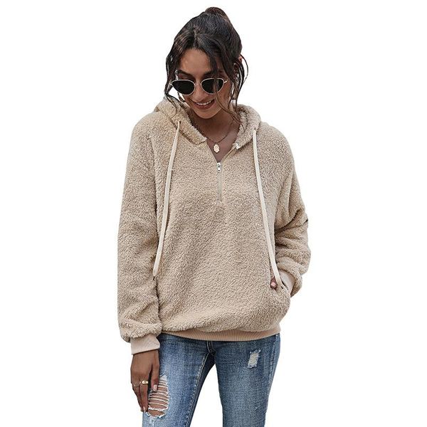 

women's hoodies & sweatshirts harajuku casual plush hoodie soft winter pullover women sweatshirt 5xl plus size long sleeve solid outerw, Black
