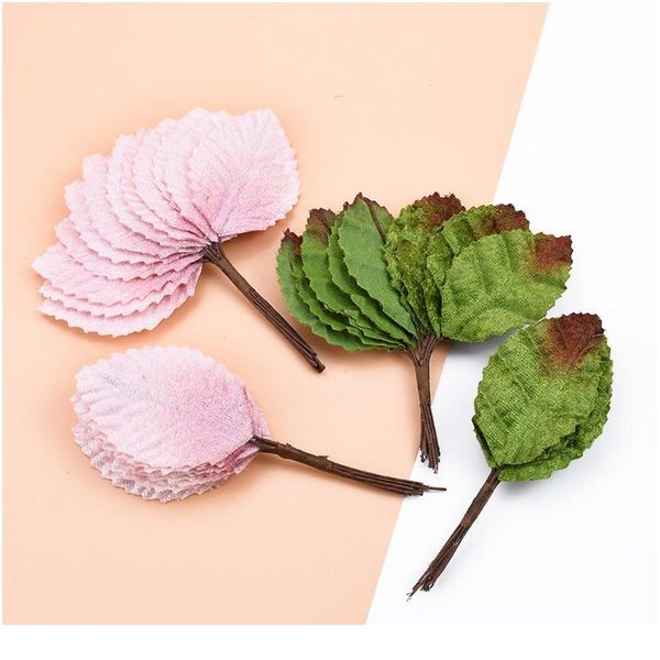 

12pcs fake green leaf for wedding home decoration accessories scrapbooking silk leaf diy decorative wreaths artificia qylwse