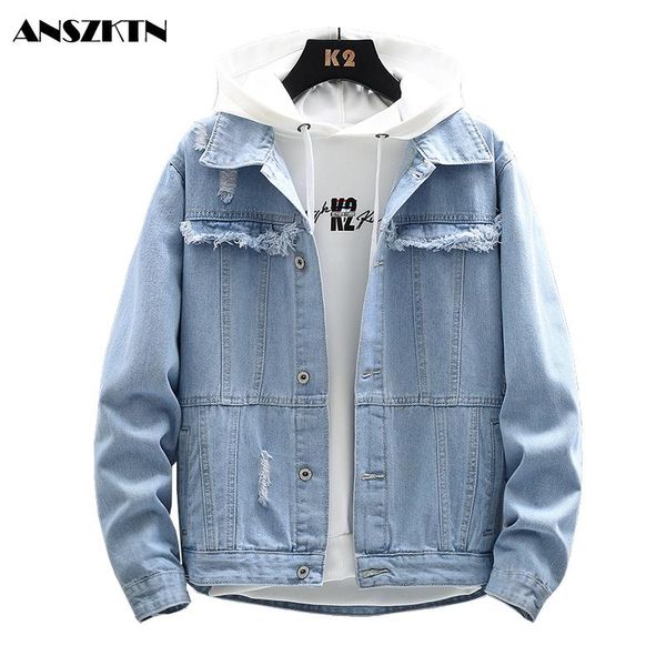 

2021 spring new denim jacket men hip hop retro denim coats mens streetwear casual jeans men clothing fashion slim fit male, Black;brown