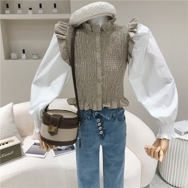 

spring summer women's fashions two shirt parts bubble p1pi, White