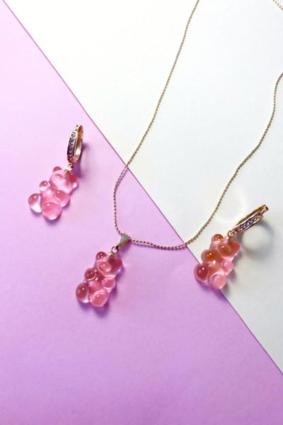 

earrings & necklace women's fashion jewelry gold plated pink and sets, Silver