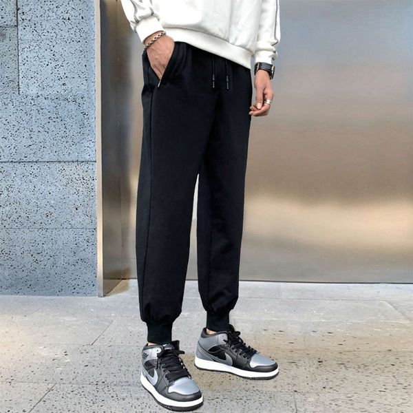 

spring and autumn men's legged sports large size loose fashion casual pants, Black