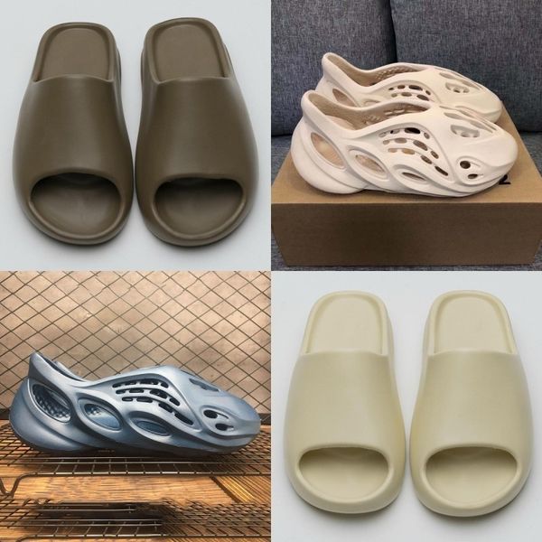 

kanye vogue sandals 450 bone in various colours slippers soft foam runner men women slide enflame orange royal blue moon grey earth brown zl, Black