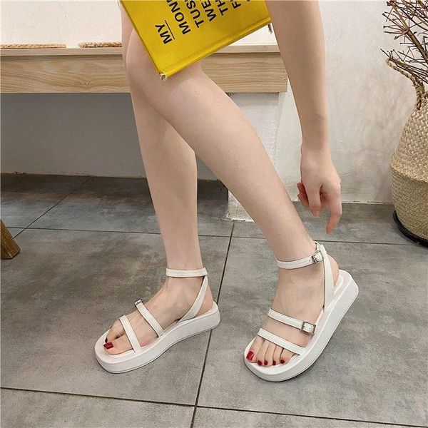 

sandals flat women shoes 2021 open toe non-slip soft female casual roman muffin women's platform beach, Black