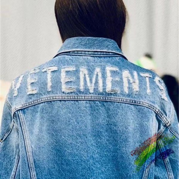 

2021 new ss vetements destrudo magro denim feminino 1:1 qualidade streetwear cowboy jaqueta masculina 2t5v, Black;brown