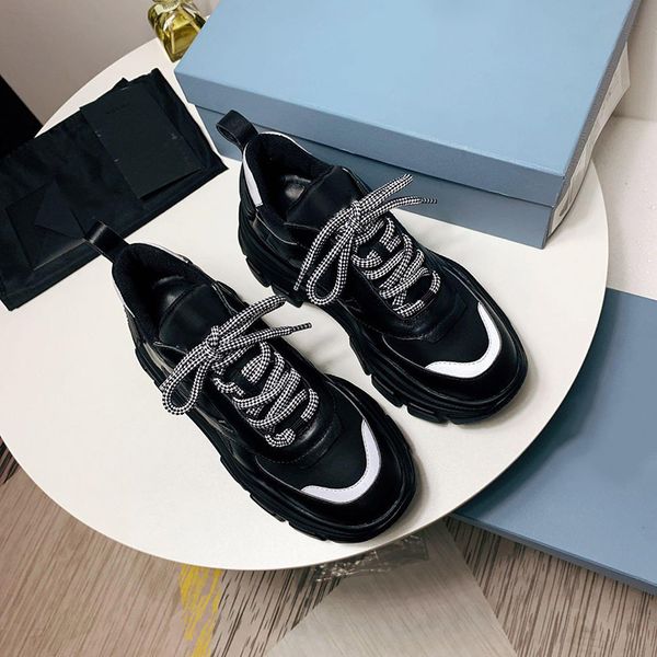 

women's casual shoes water dyed cow leather + 3cm reflective material elastic rubber anti-skid thick bottom sneakers cool fashion sneak, Black