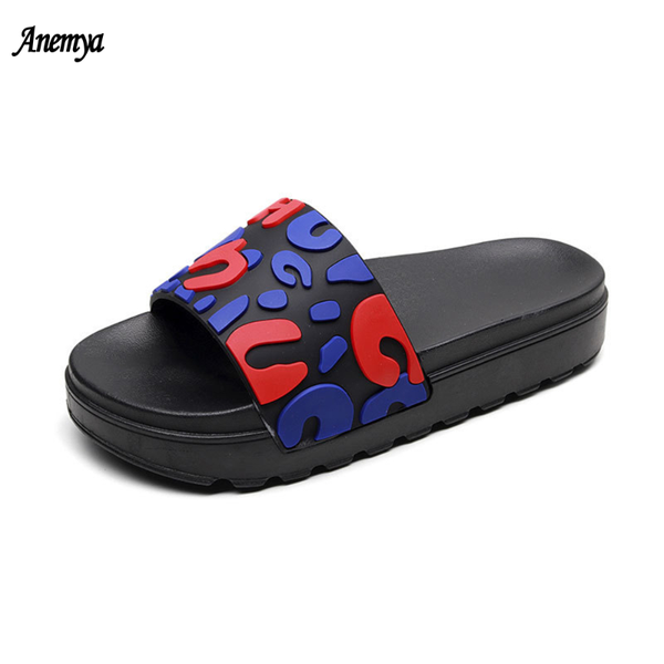 

slippers platform for women summer printing sliders beach non slip women's sandals female indoor flip flops ladies soft 2021, Black