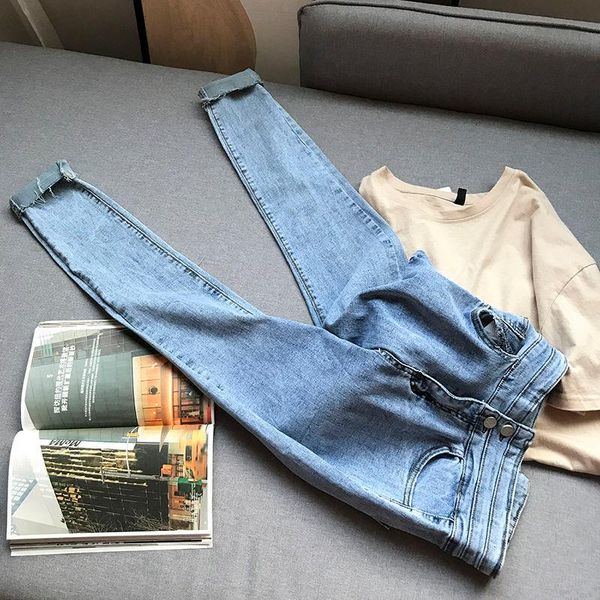 

women's jeans woman pants high waist pencil pantalones vaqueros mujer, Blue