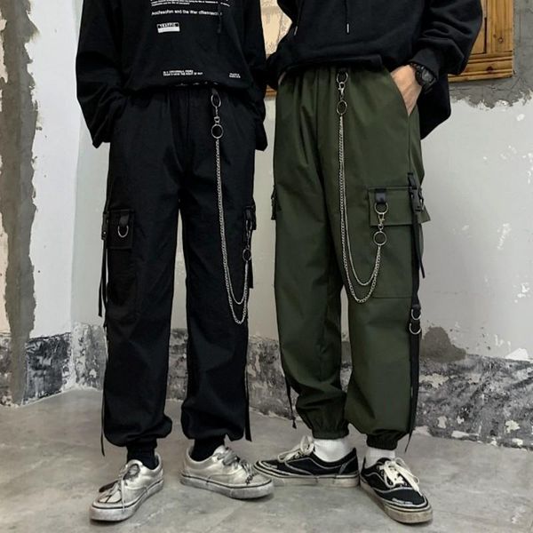 

women's pants & capris korean ankle length overalls causal loose bf hip-hop beam trousers students slim fit cargo for men and women sum, Black;white