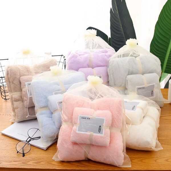 

soft bath towels coral fleece absorbent no shed hair hand towels quick dry towel asciugamani da bagno bathroom products dj60mj