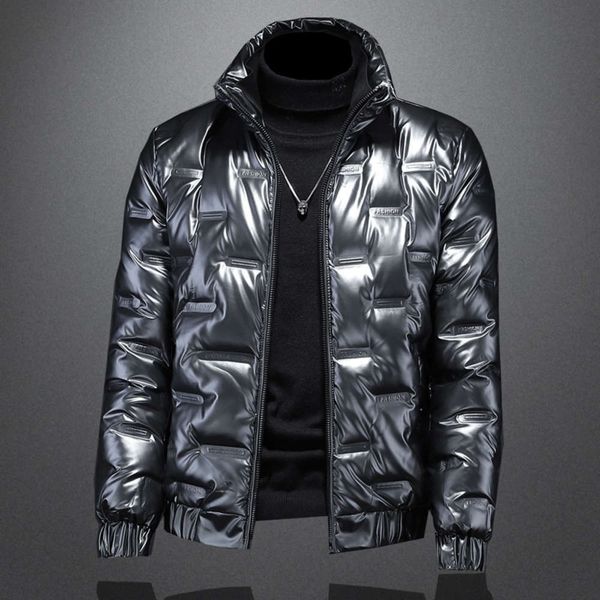 

jacket 2020 men's fashion slim men's white versatile stand collar winter warm stand collar duck down jacket downwinter, Black