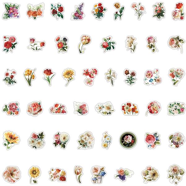 

fedex shipping wholesale 50pcs/pack cute colorful flowers stickers car luggage helmet lapskateboard decal kids toys