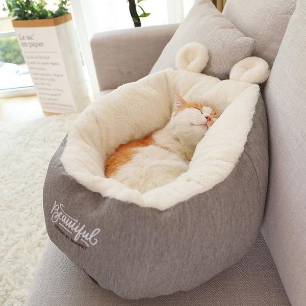 

cat beds & furniture round pet bed dog winter warm sleeping house pets mat soft fleece heating pad panier chien products jj60mw1