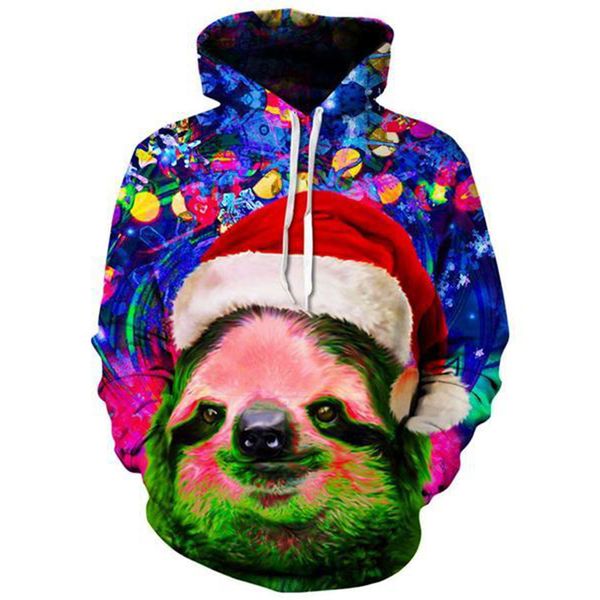 

big-eyed cat pattern fierce 3d printing hoodie visual impact party punk goth round neck sweater hoodie, Black